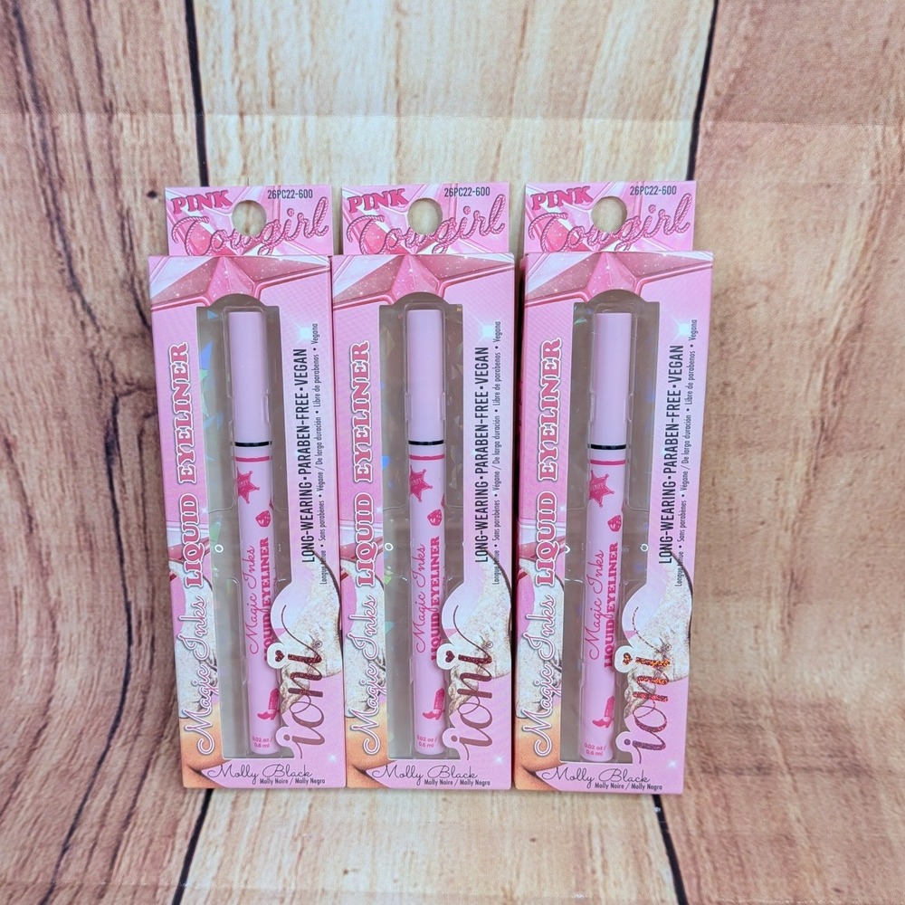 3 PK Ioni Pink Cowgirl Magic Inks Liquid Eyeliner Molly Black